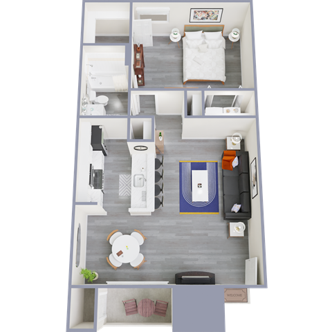 a floor plan of a 1 bedroom apartment
